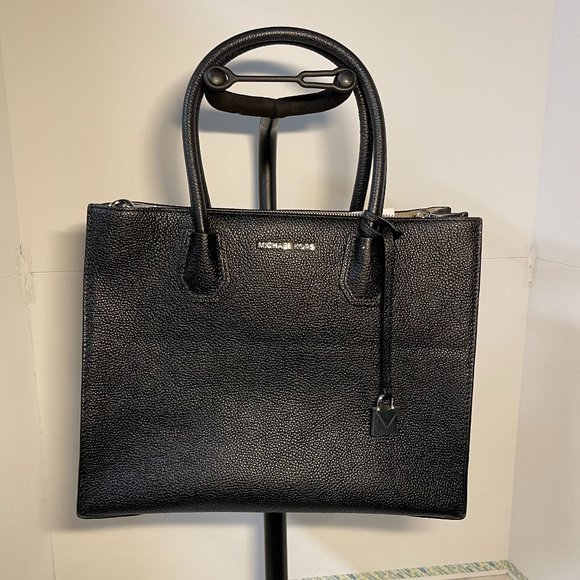 Michael Kors Black Pebbled Mercer Satchel, Medium, NWOT - Picture 1 of 6